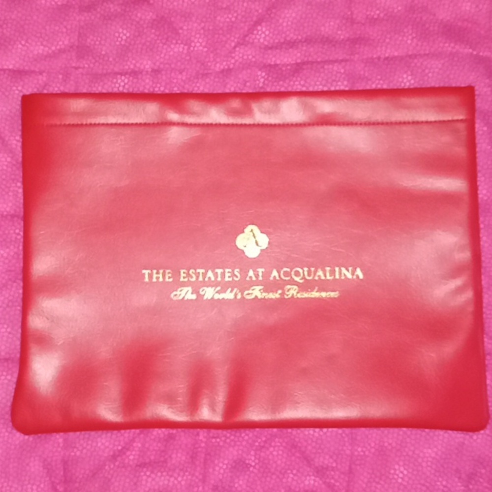 Red Leather Acqualina Extra Large File or Laptop Portfolio